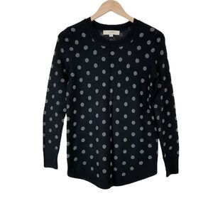Loft Black Polka Dot Crewneck Sweater Size Small